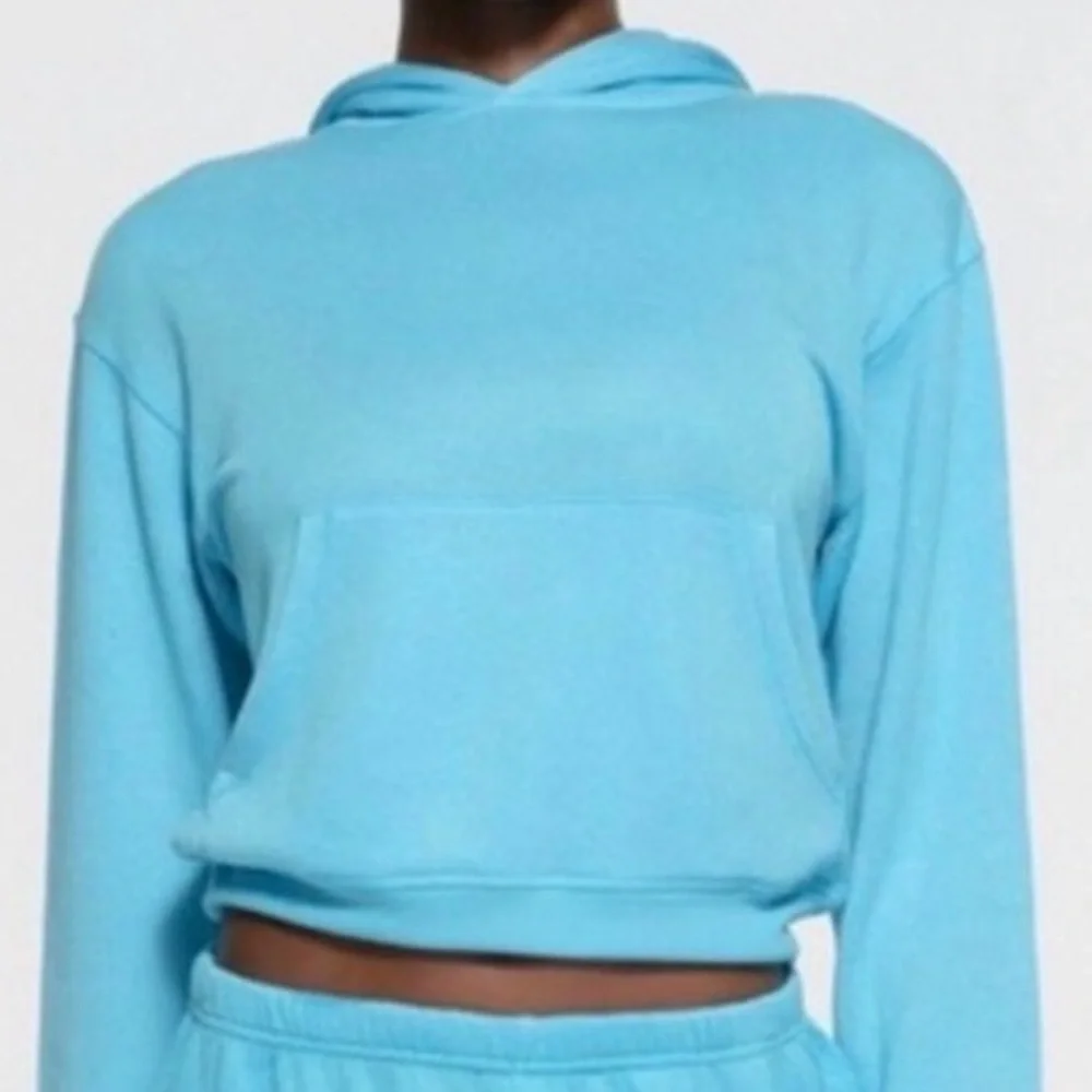 SKIMS Sport French Terry Crop Hoodie | Cyan | XS | NWT🏷️